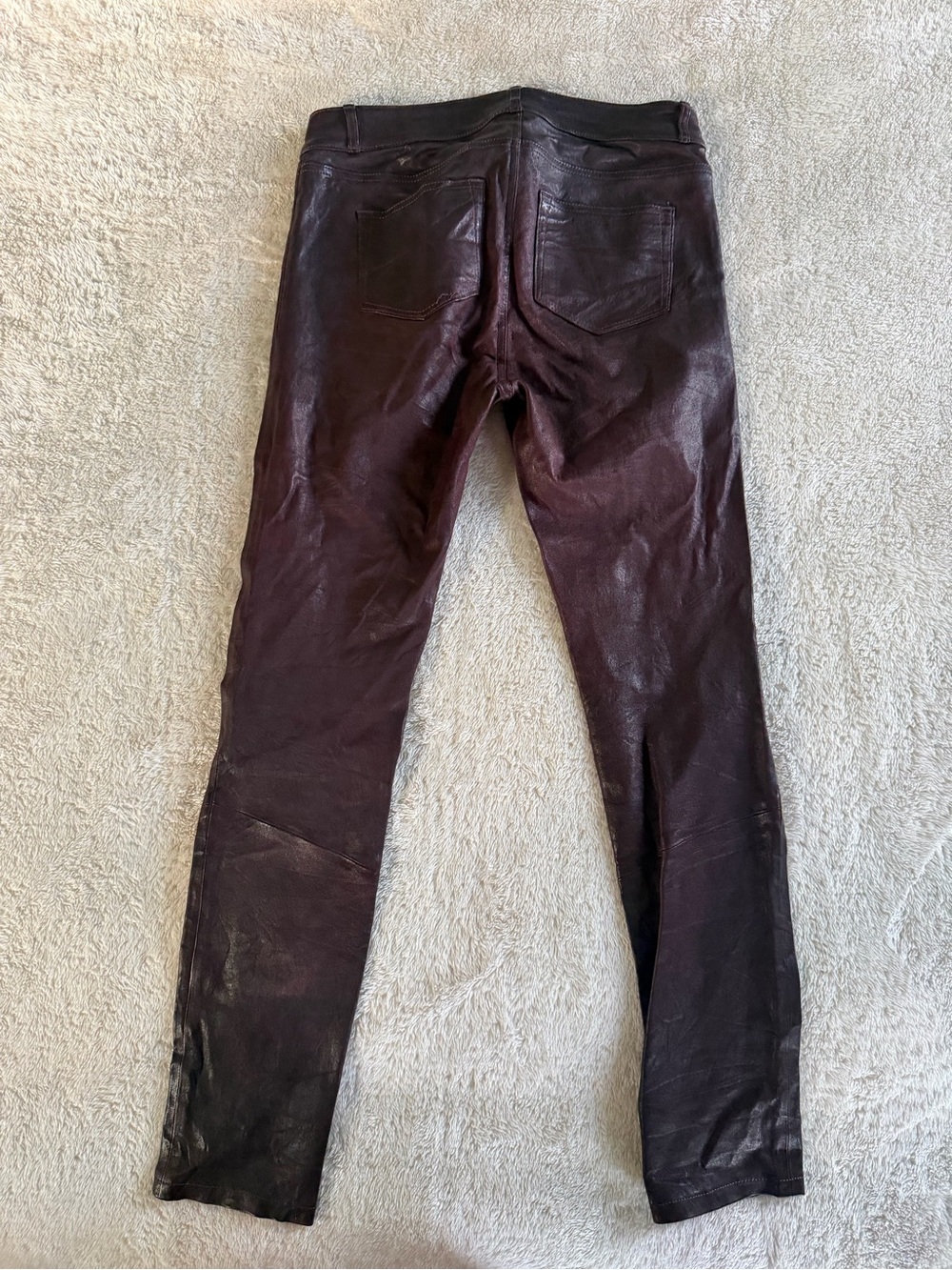 NWOT Paige Hoxton Skinny Leather Pants in Black Cherry sz 28 - Picture 6 of 12
